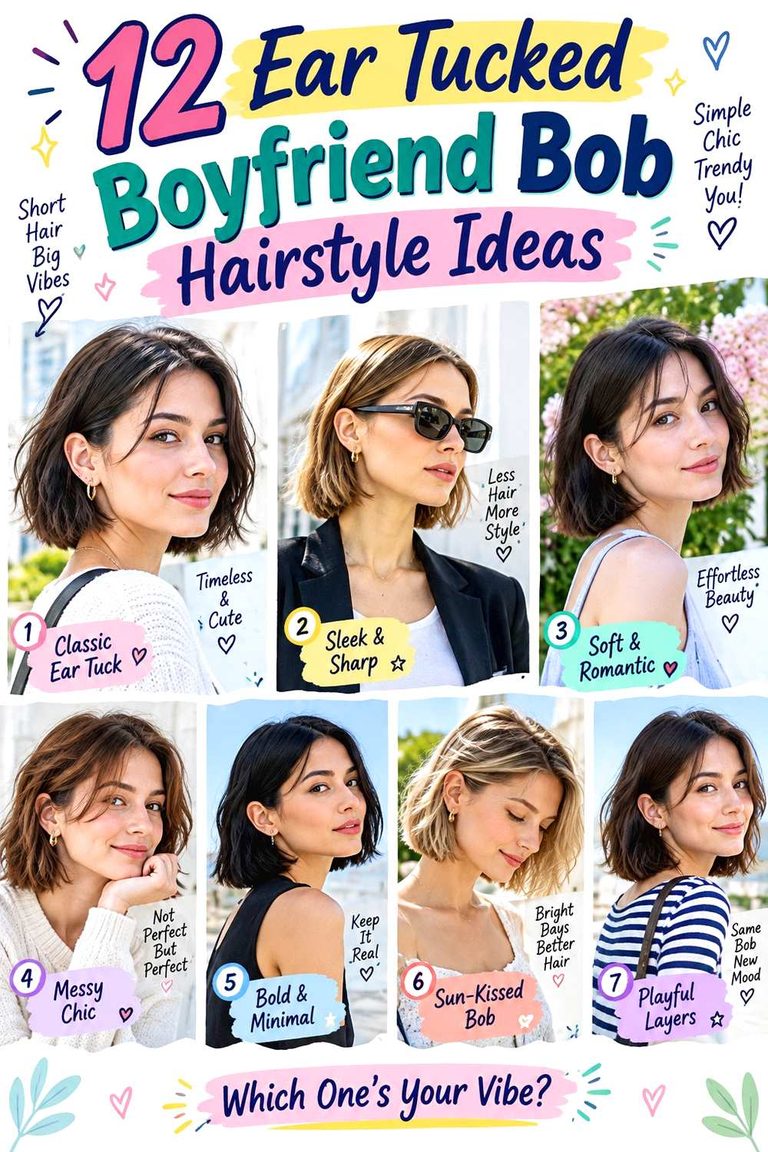 Ear Tucked Boyfriend Bob Hairstyle Ideas