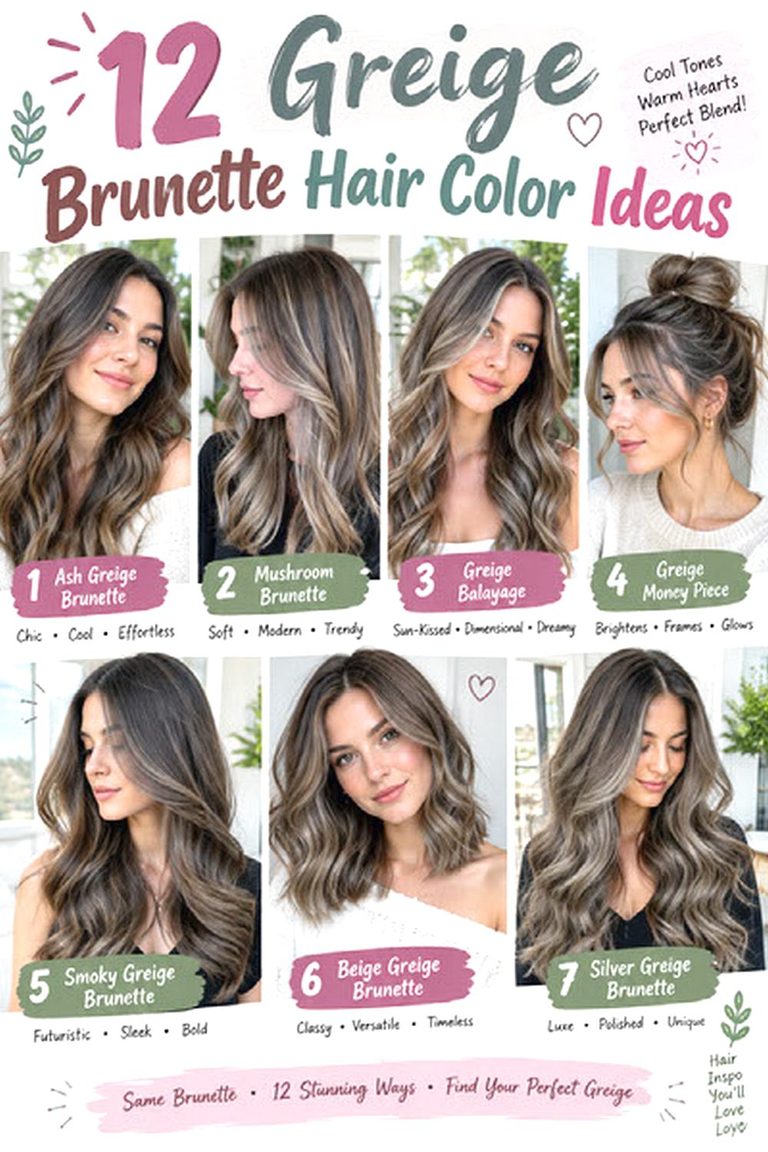 Greige Brunette Hair Color Ideas