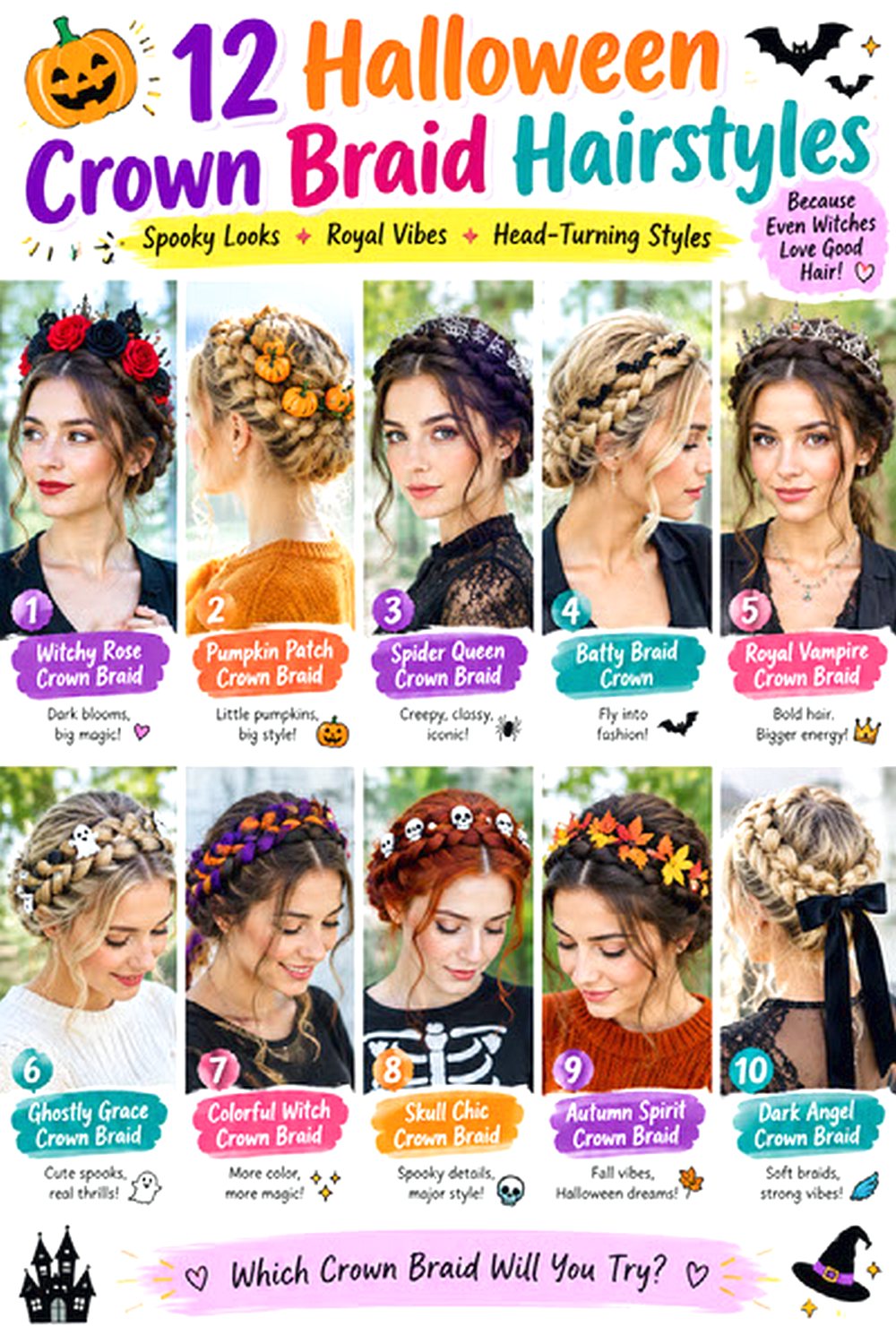 Halloween Crown Braid Hairstyles