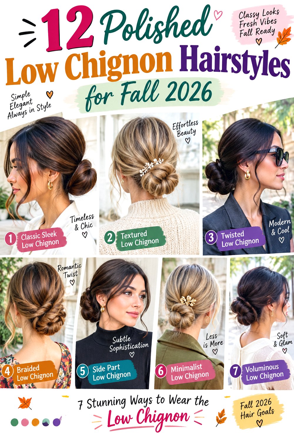 Polished Low Chignon Hairstyles for Fall