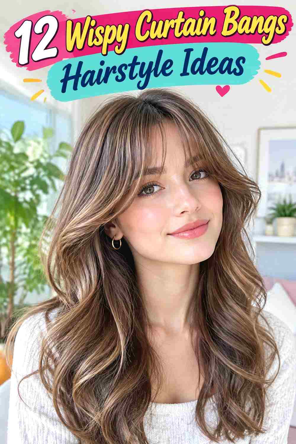 Wispy Curtain Bangs Hairstyle Ideas