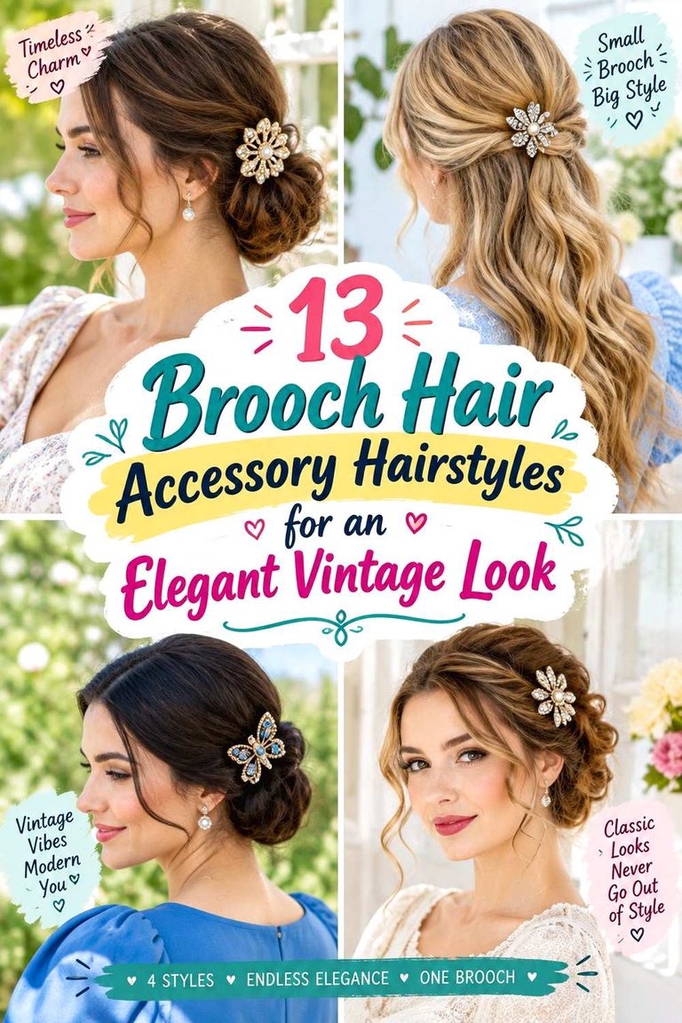 Brooch Hair Accessory Hairstyles for an Elegant Vintage Look