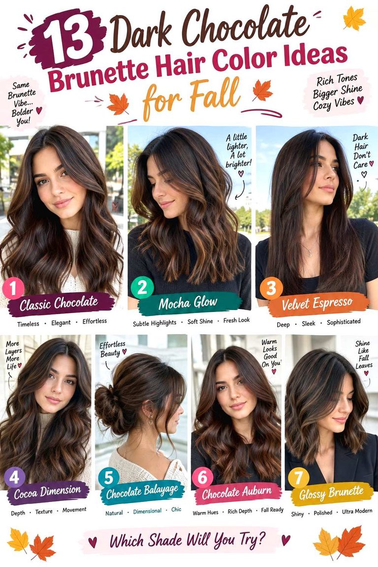 Dark Chocolate Brunette Hair Color Ideas for Fall