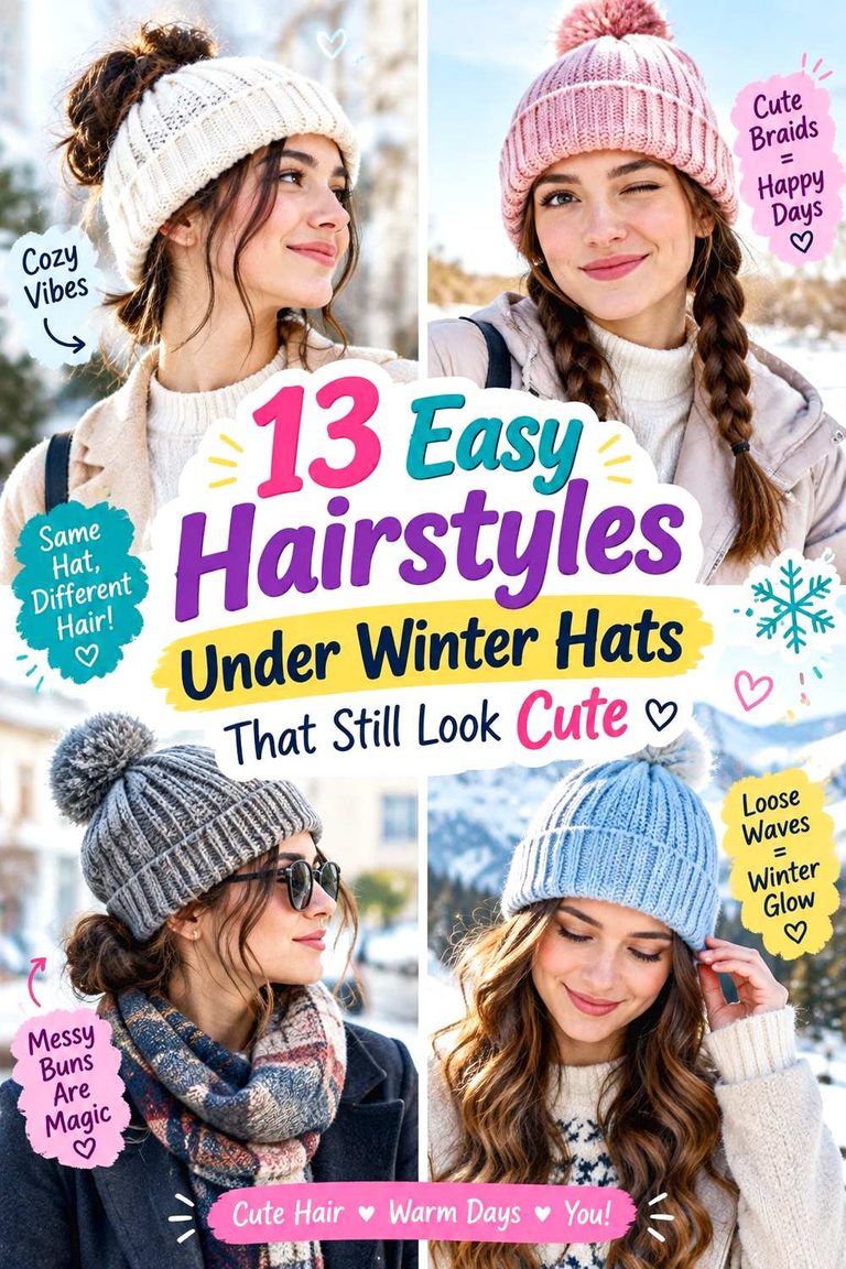 Easy Hairstyles Under Winter Hats That Still Look Cute