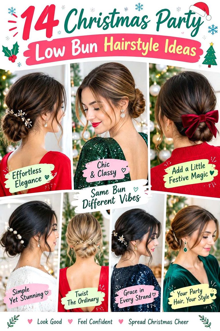 Christmas Party Low Bun Hairstyle Ideas