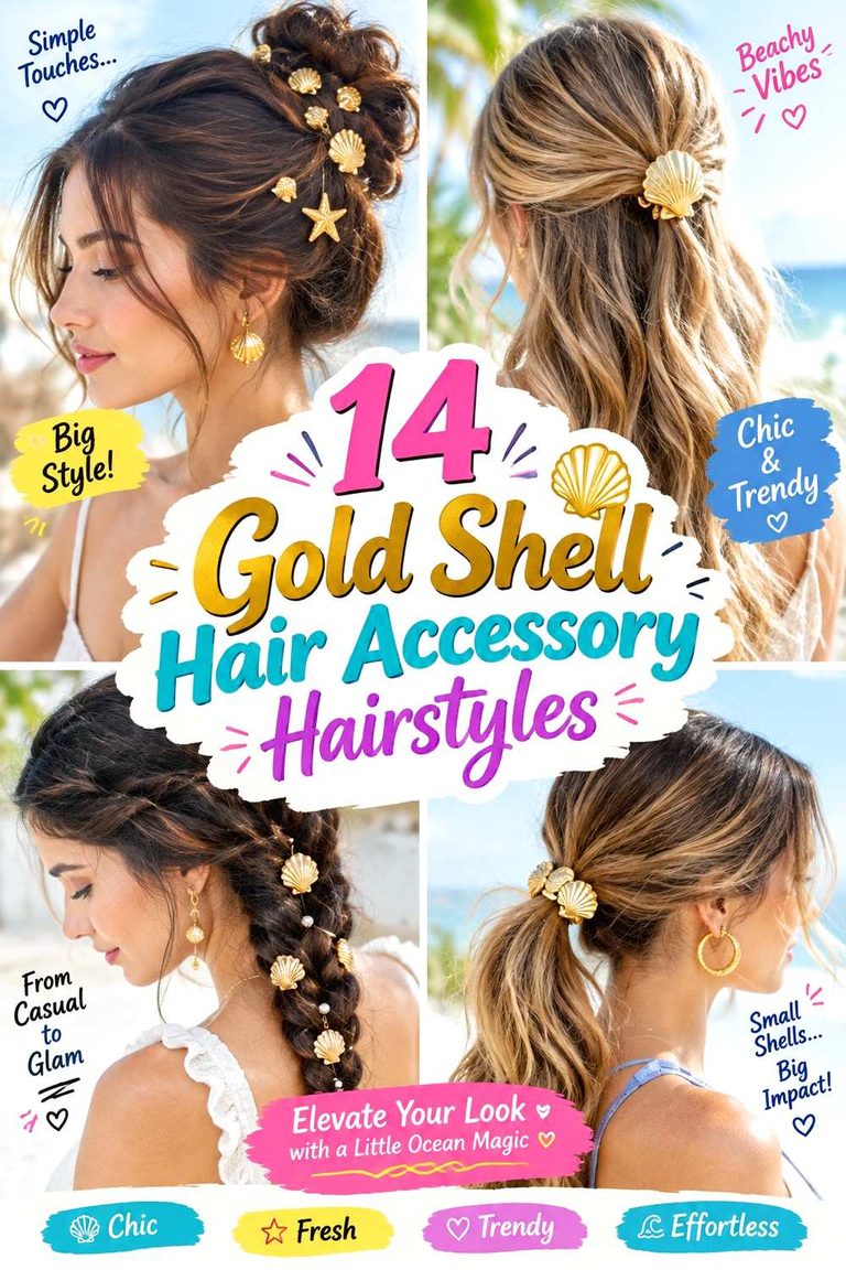 Gold Shell Hair Accessory Hairstyles