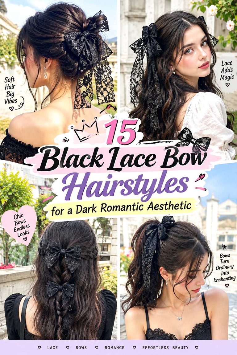 Black Lace Bow Hairstyles for a Dark Romantic Aesthetic