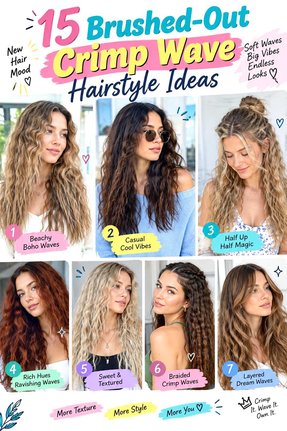 Brushed-Out Crimp Wave Hairstyle Ideas