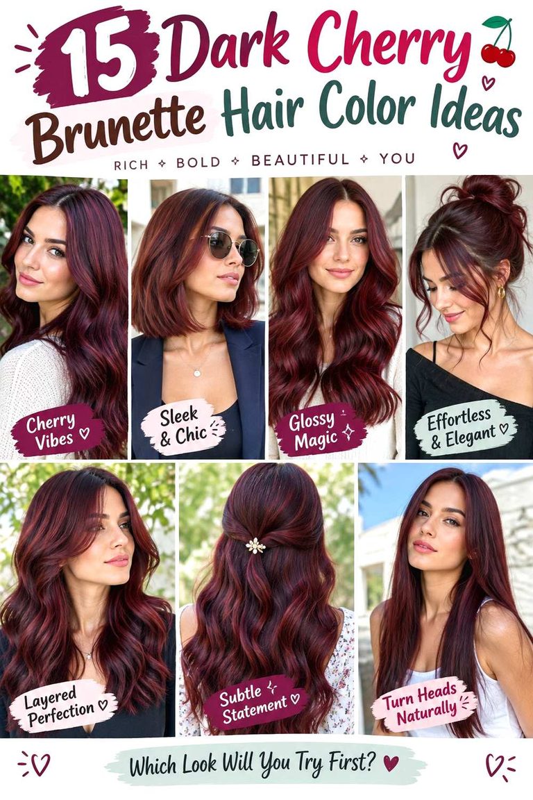 Dark Cherry Brunette Hair Color Ideas