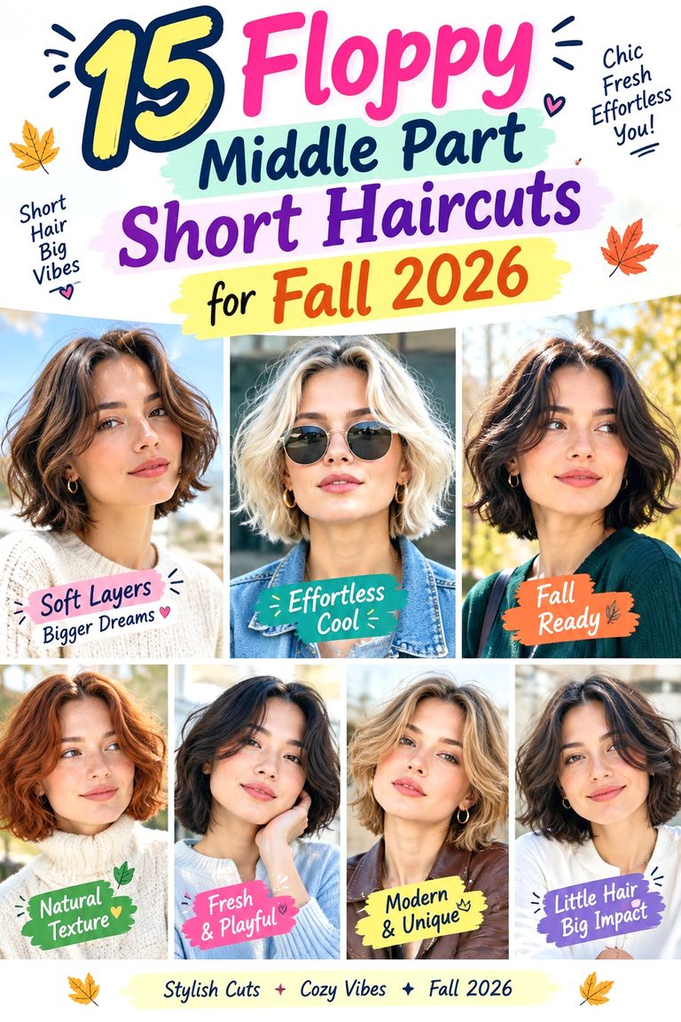Floppy Middle Part Short Haircuts for Fall