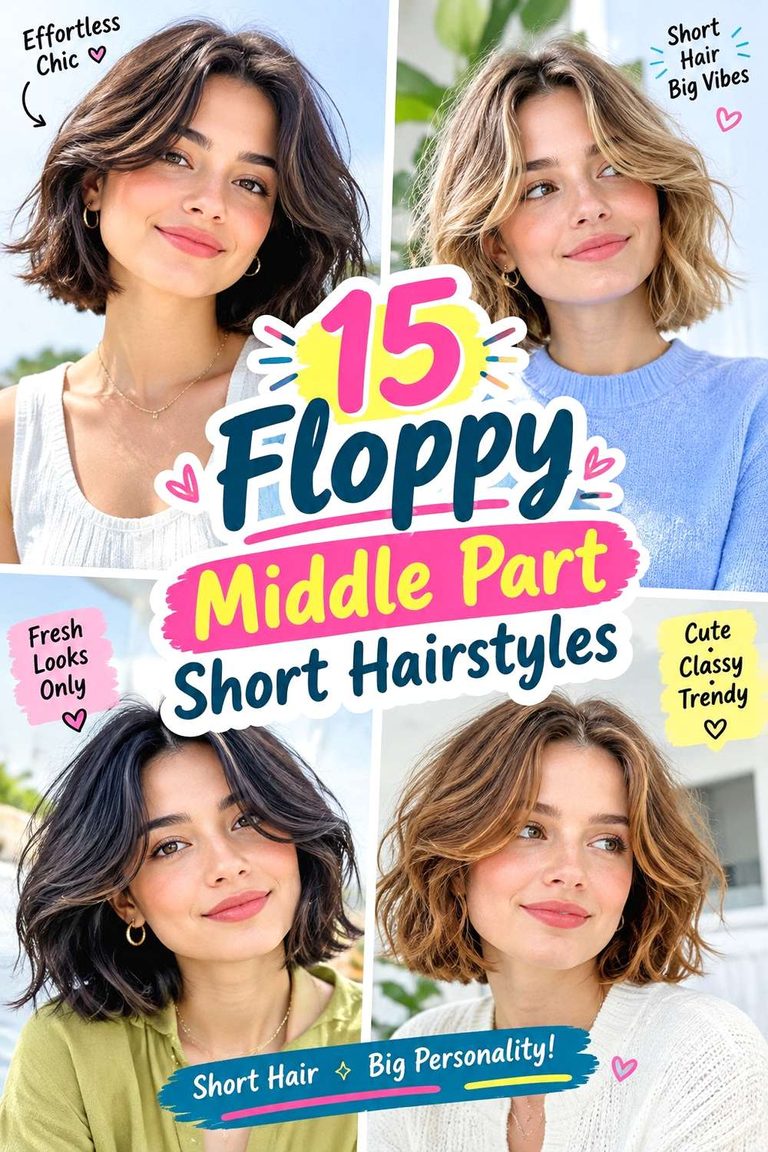 Floppy Middle Part Short Hairstyles