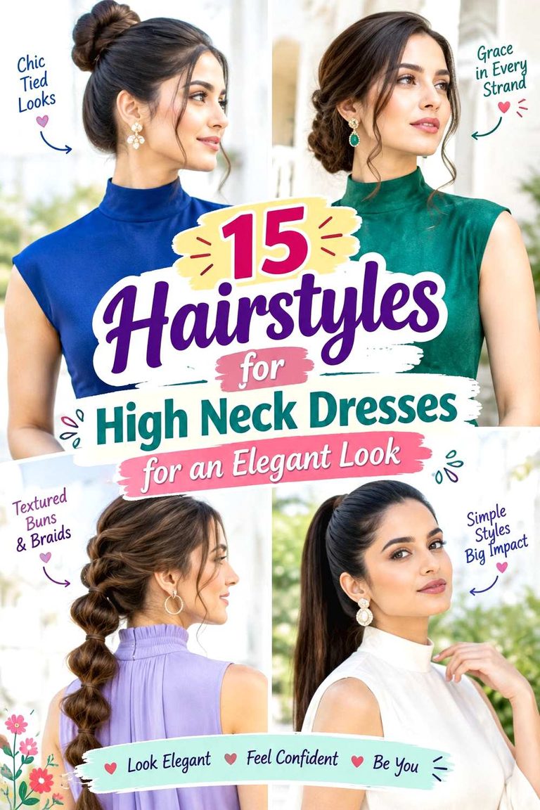 Hairstyles for High Neck Dresses for an Elegant Look