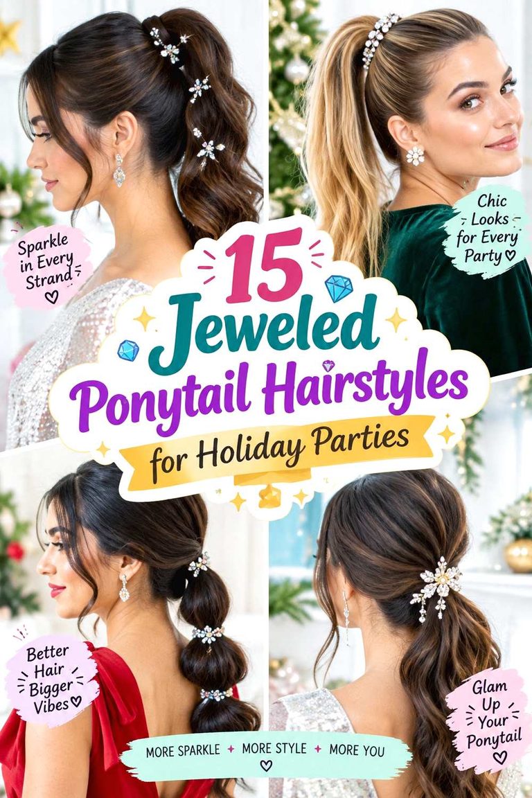 Jeweled Ponytail Hairstyles for Holiday Parties