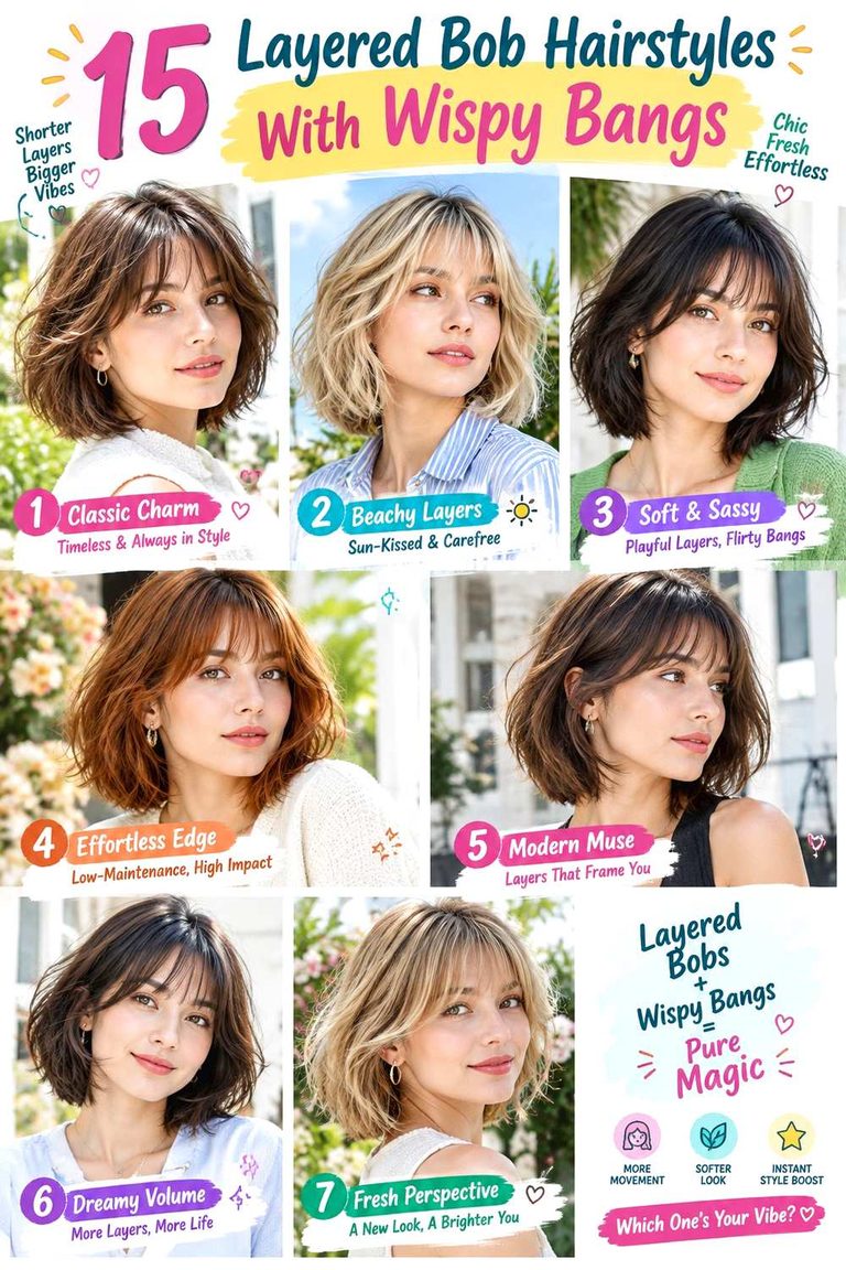Layered Bob Hairstyles With Wispy Bangs
