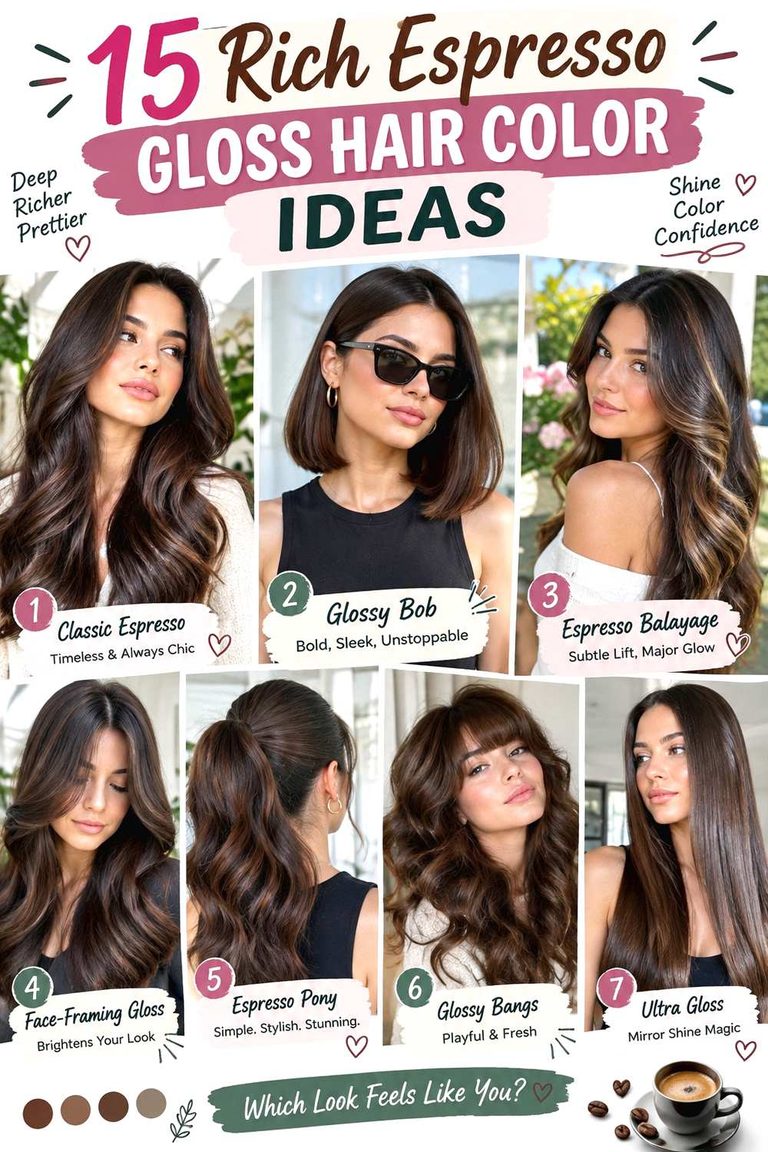 Rich Espresso Gloss Hair Color Ideas