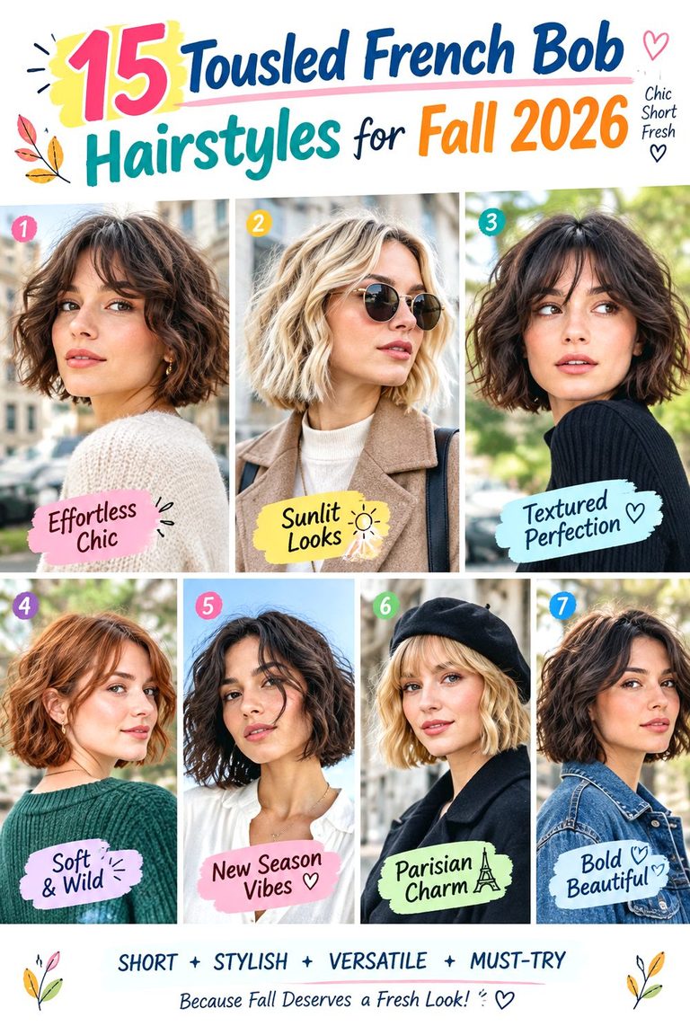 Tousled French Bob Hairstyles for Fall