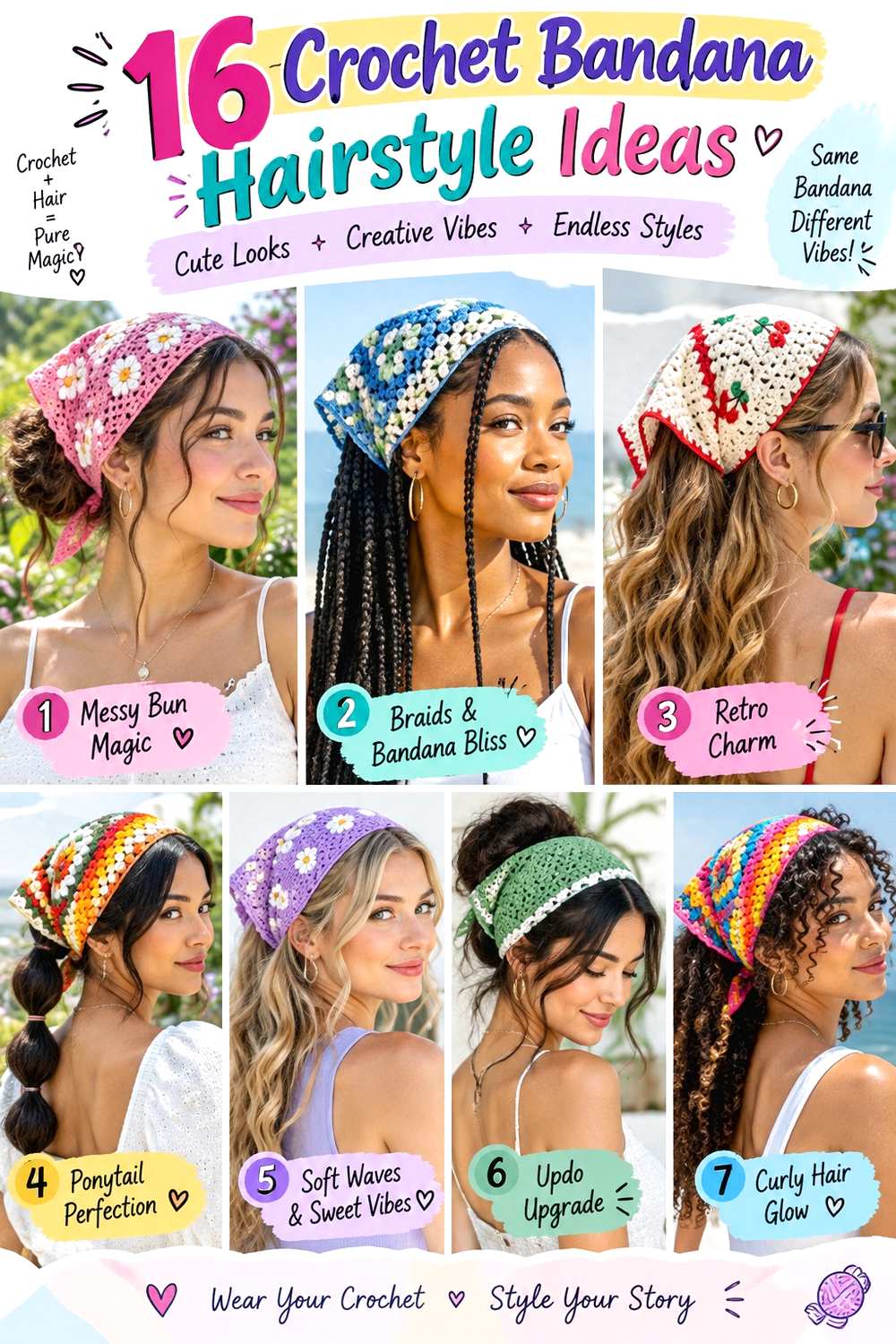 Crochet Bandana Hairstyle Ideas