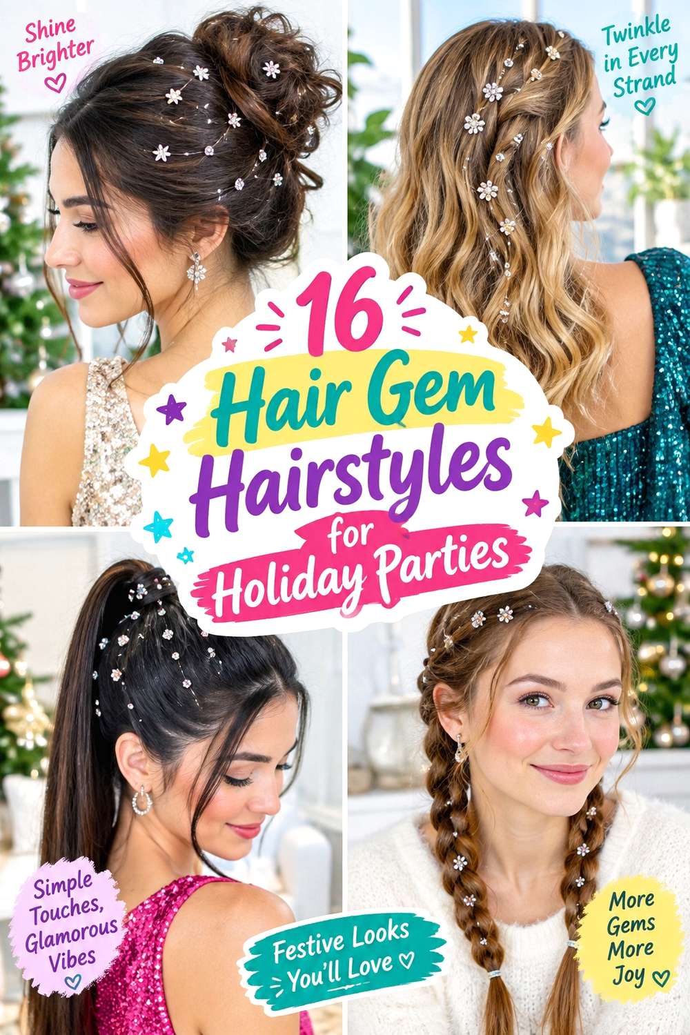 Hair Gem Hairstyles for Holiday Parties