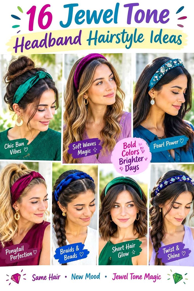 Jewel Tone Headband Hairstyle Ideas