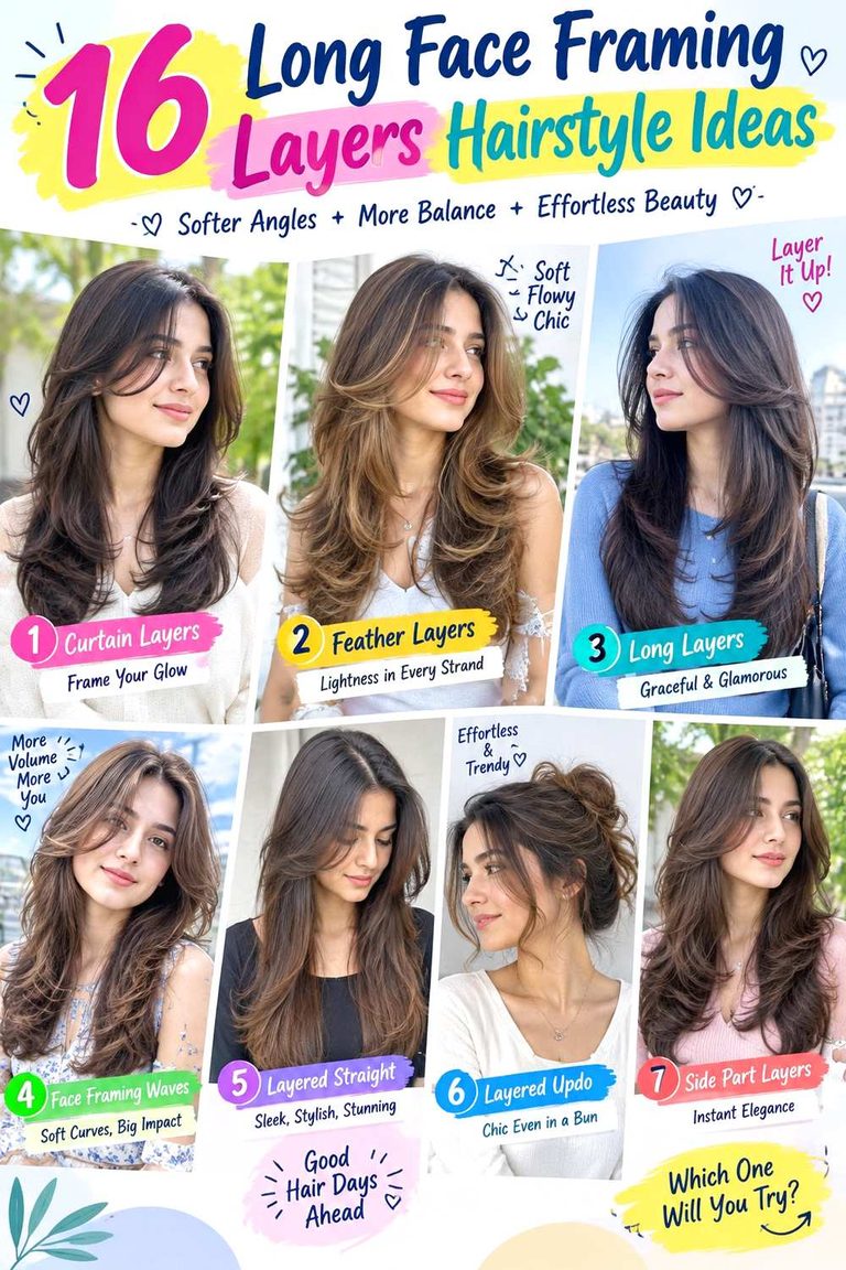 Long Face Framing Layers Hairstyle Ideas