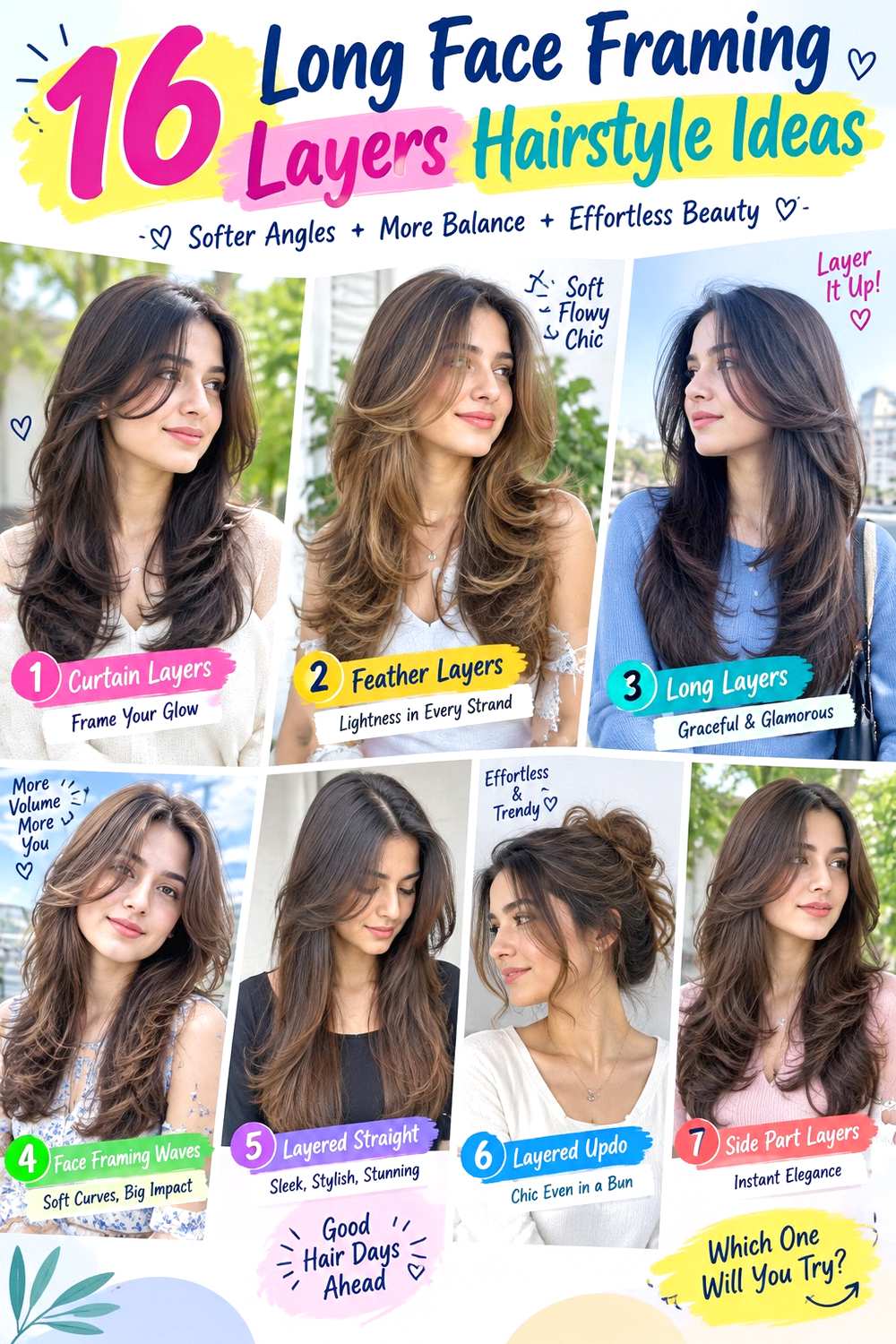 Long Face Framing Layers Hairstyle Ideas