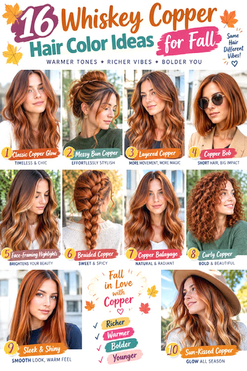 Whiskey Copper Hair Color Ideas for Fall