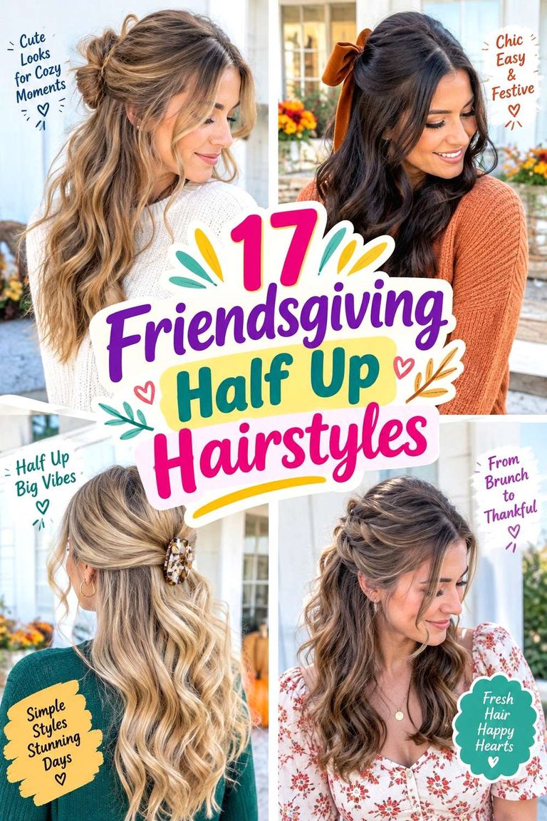 Friendsgiving Half Up Hairstyles