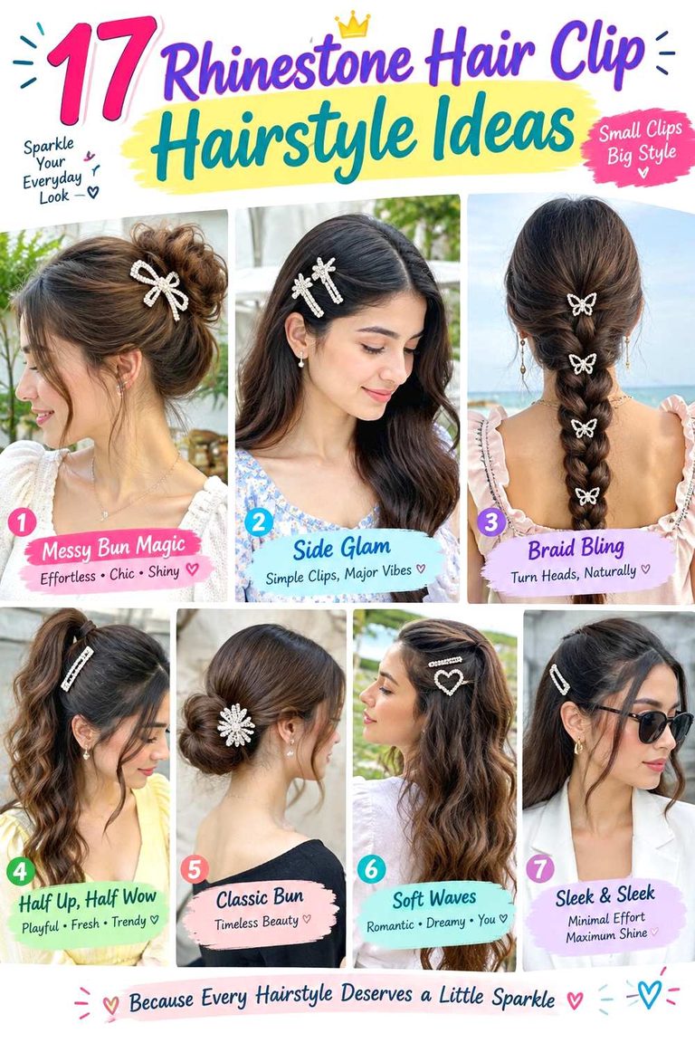 Rhinestone Hair Clip Hairstyle Ideas