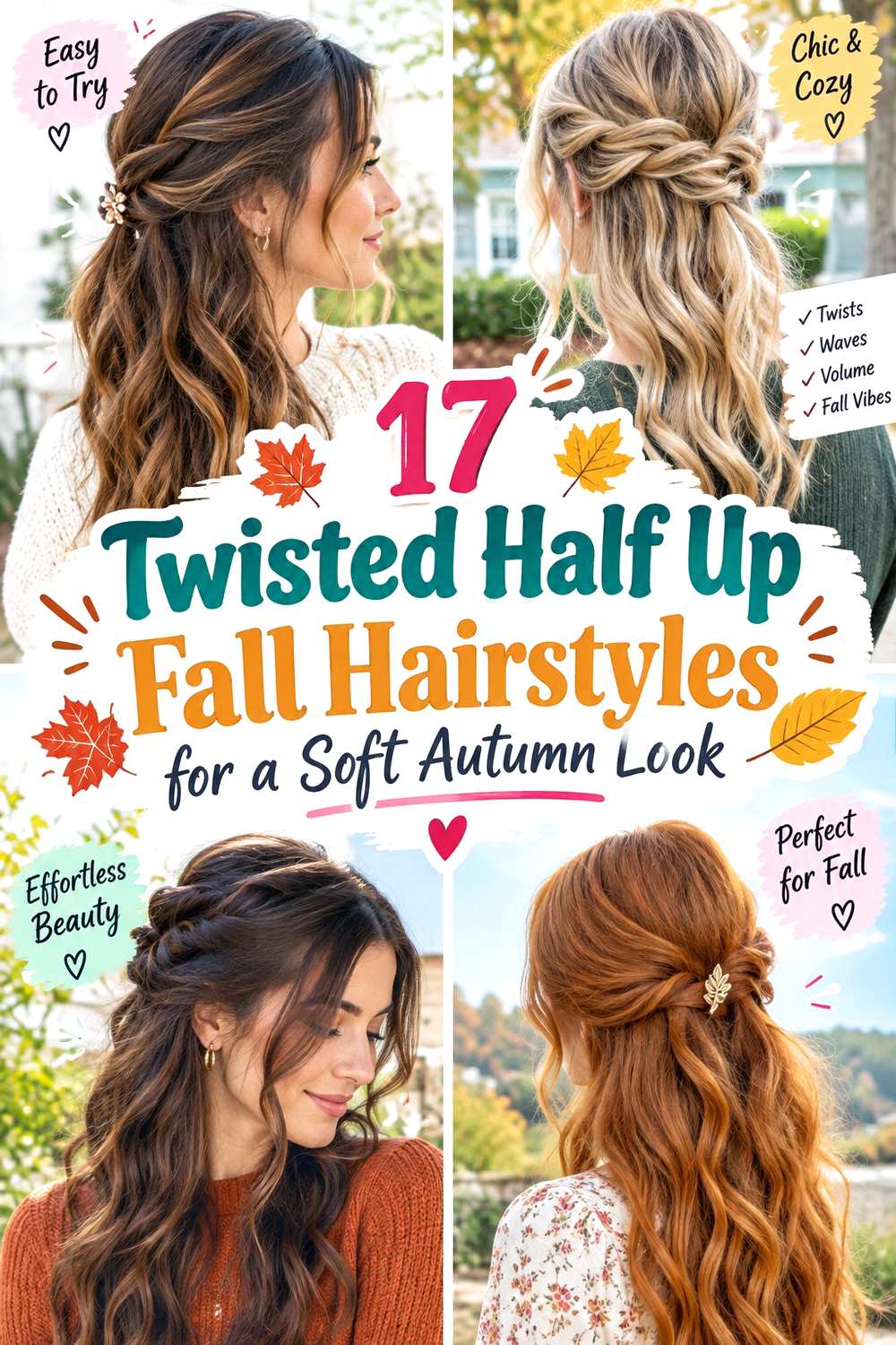Twisted Half Up Fall Hairstyles for a Soft Autumn Look