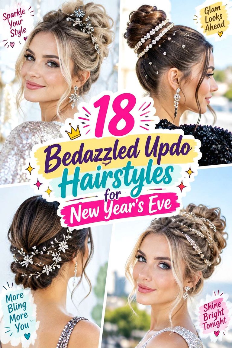 Bedazzled Updo Hairstyles for New Year’s Eve