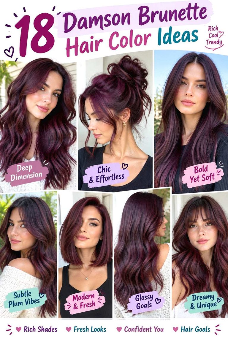 Damson Brunette Hair Color Ideas
