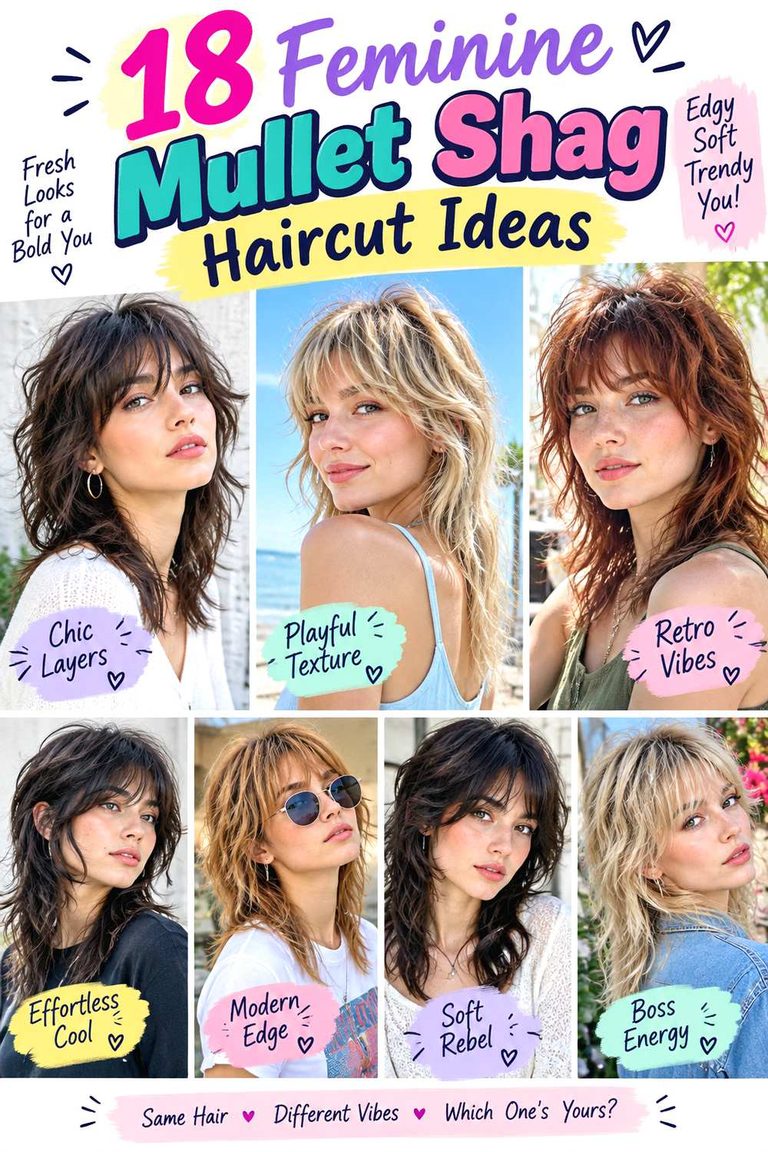 Feminine Mullet Shag Haircut Ideas