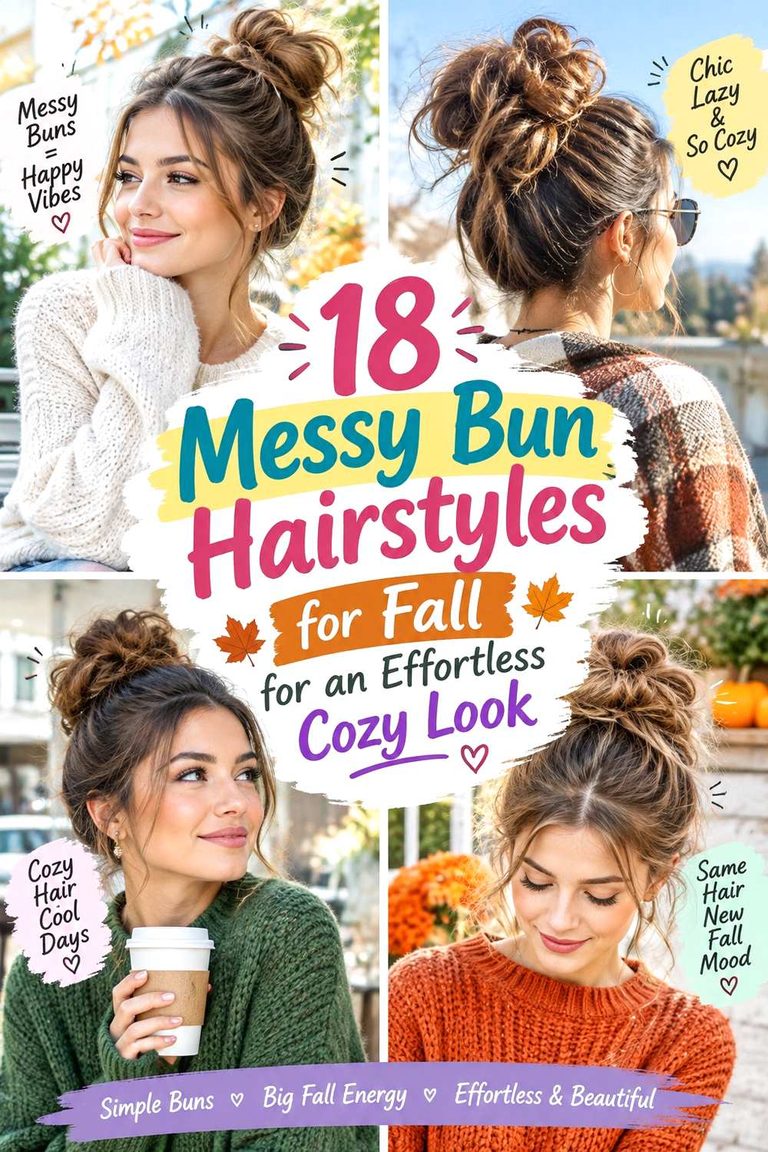 Messy Bun Hairstyles for Fall for an Effortless Cozy Look
