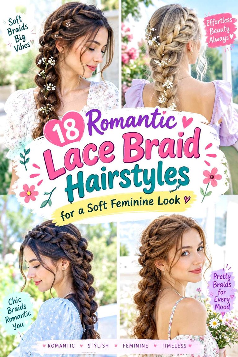 Romantic Lace Braid Hairstyles for a Soft Feminine Look