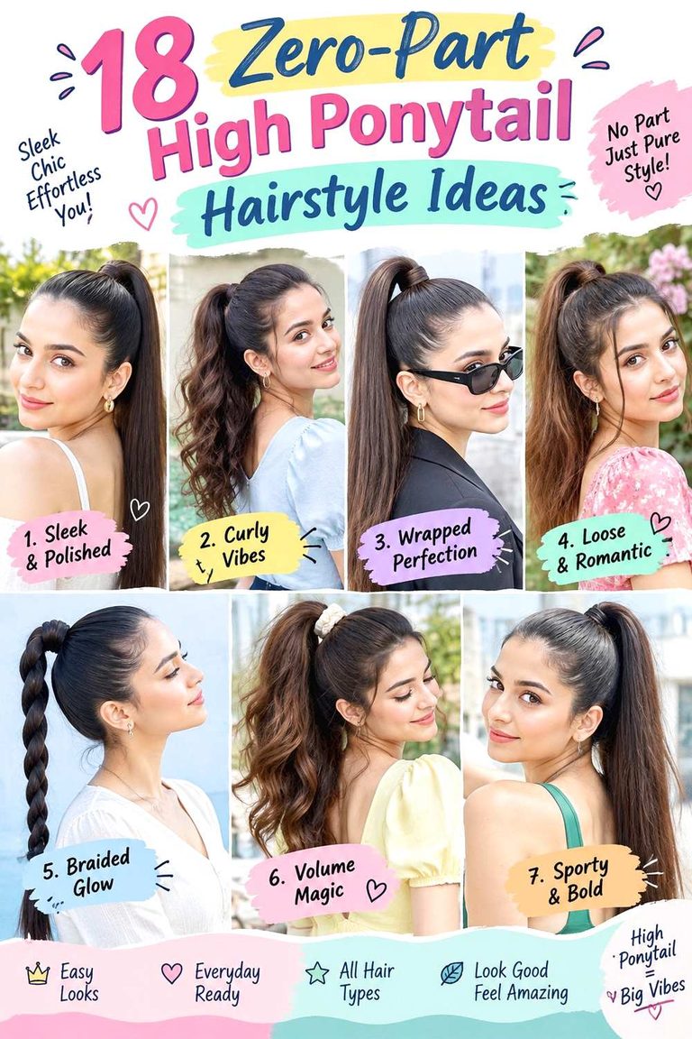 Zero-Part High Ponytail Hairstyle Ideas