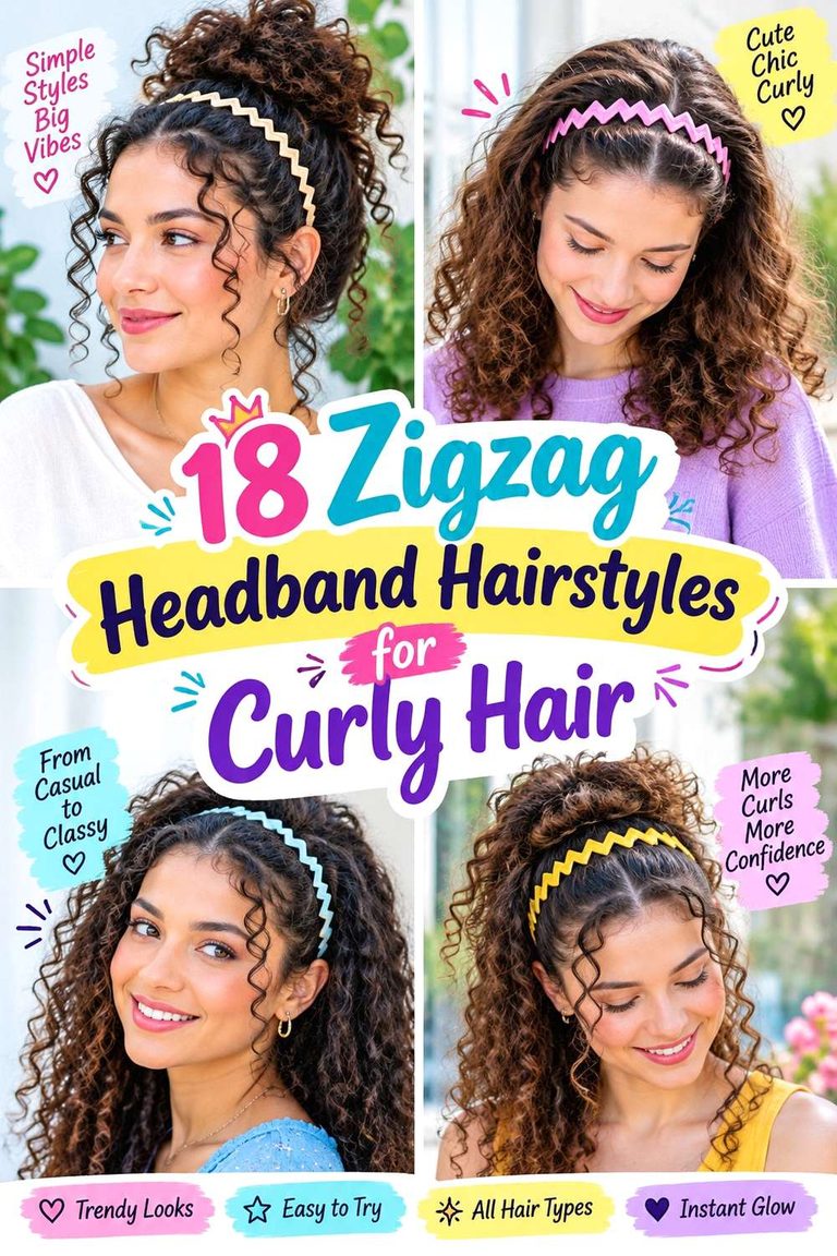 Zigzag Headband Hairstyles for Curly Hair
