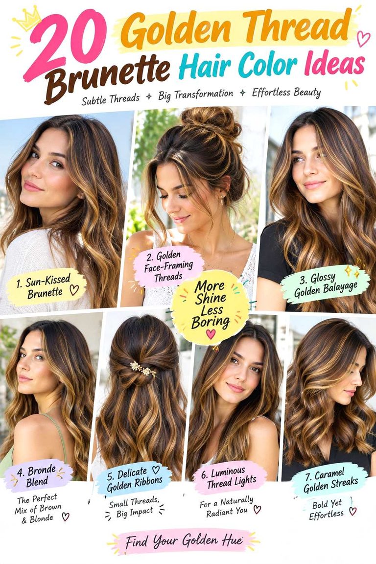 Golden Thread Brunette Hair Color Ideas
