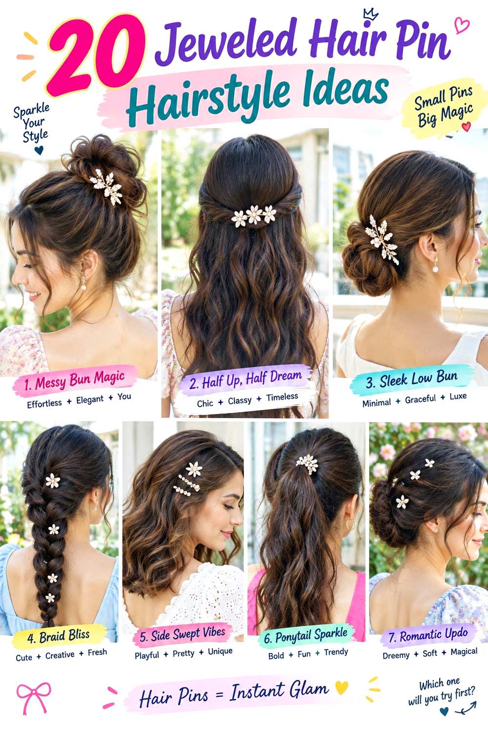 Jeweled Hair Pin Hairstyle Ideas