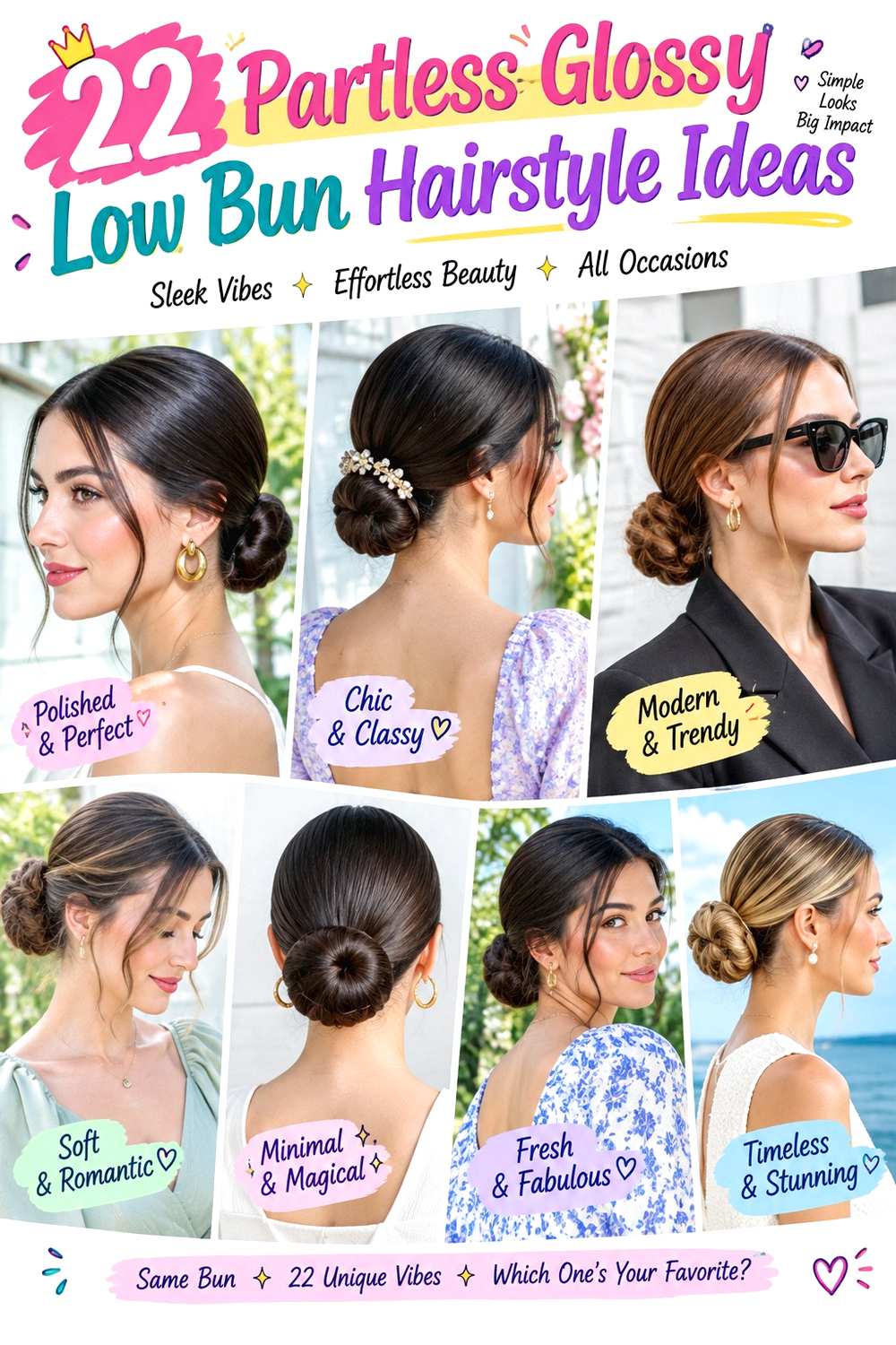 Partless Glossy Low Bun Hairstyle Ideas