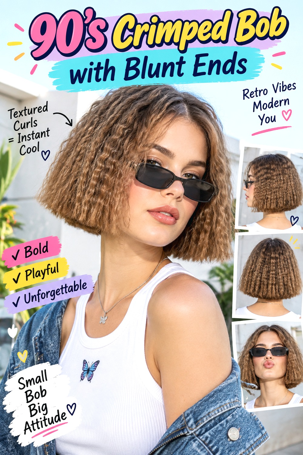 s Crimped Bob with Blunt Ends hairstyle