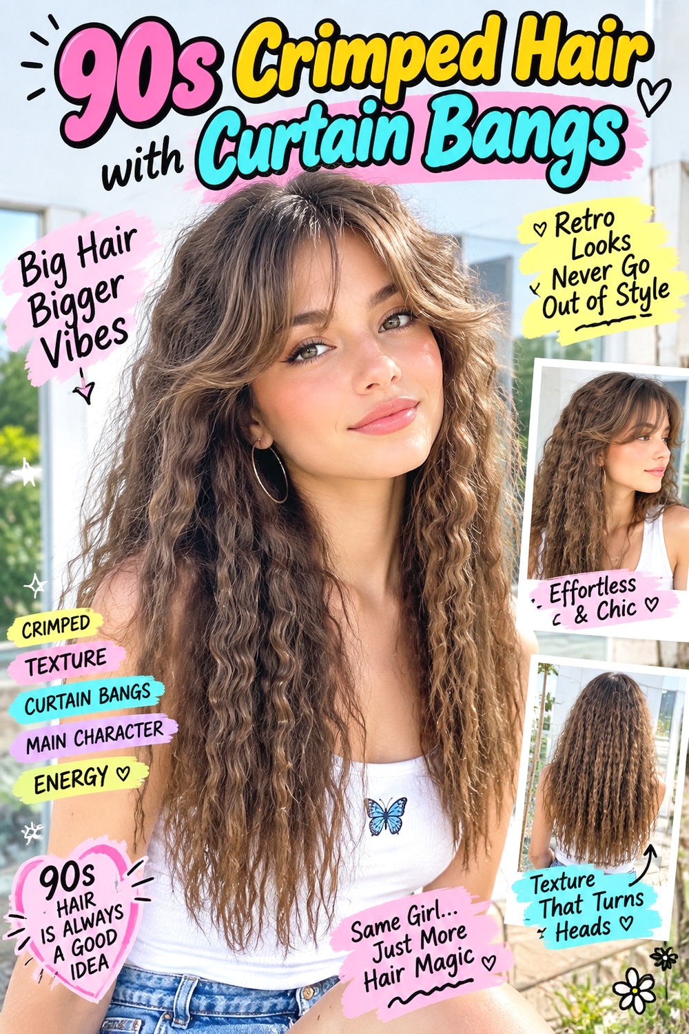 s Crimped Hair with Curtain Bangs hairstyle