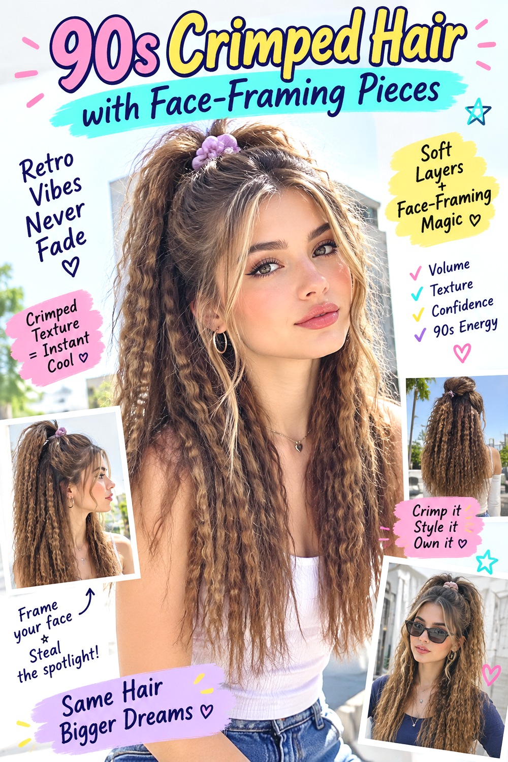 s Crimped Hair with Face-Framing Pieces hairstyle