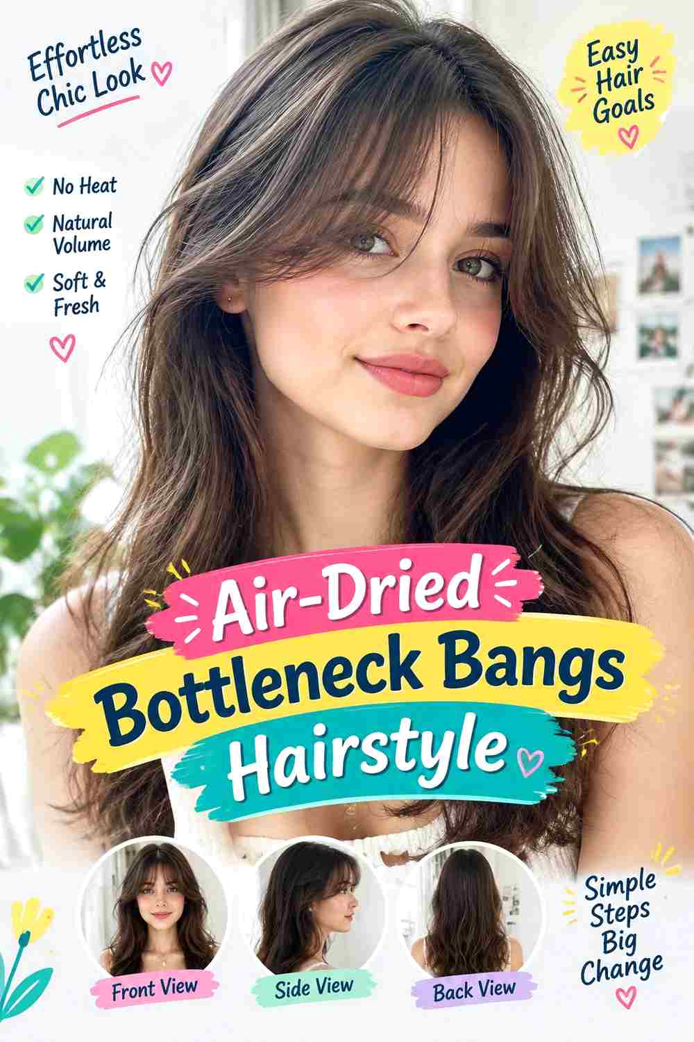 Air-Dried Bottleneck Bangs Hairstyle