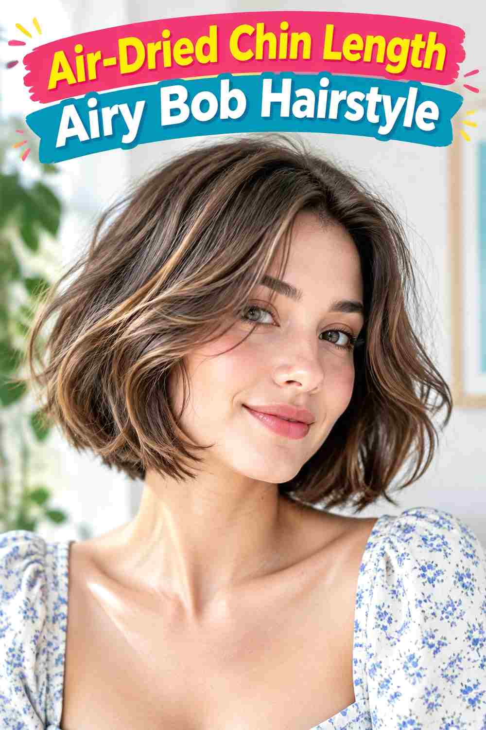 Air-Dried Chin Length Airy Bob Hairstyle