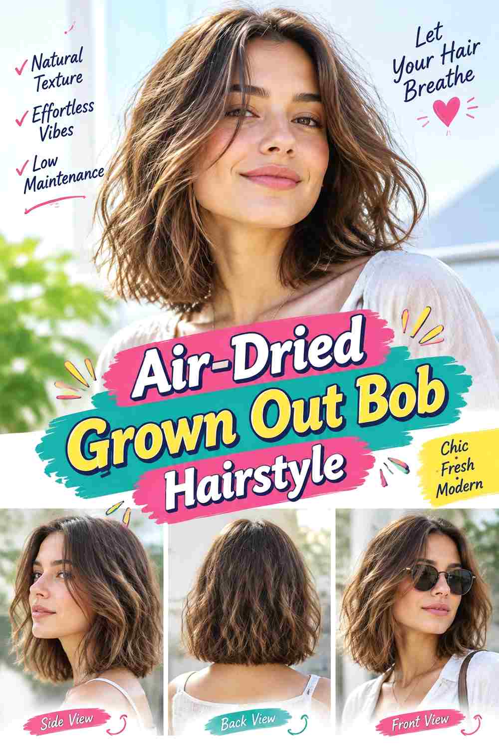 Air-Dried Grown Out Bob Hairstyle