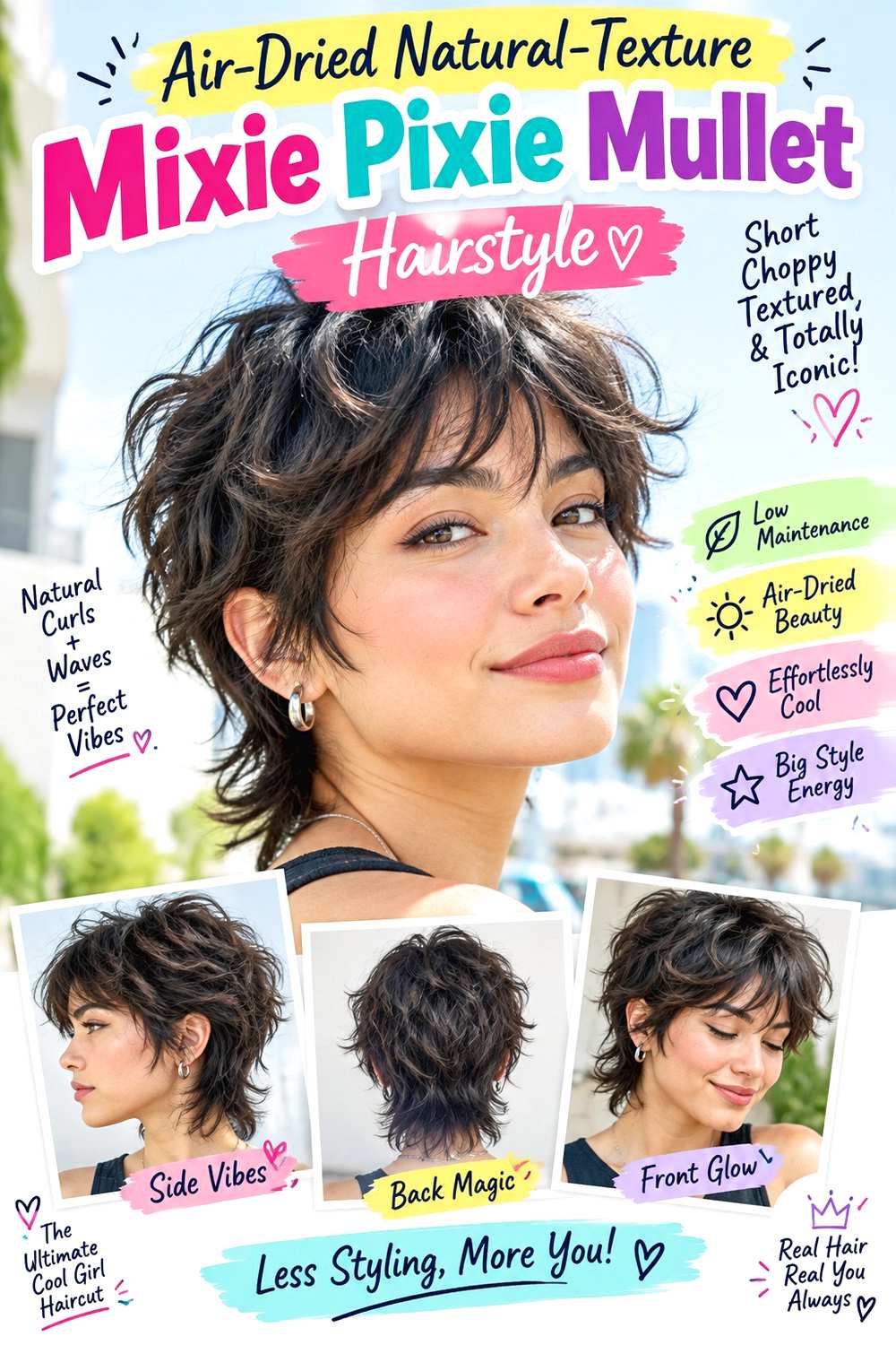 Air-Dried Natural-Texture Mixie Pixie Mullet Hairstyle