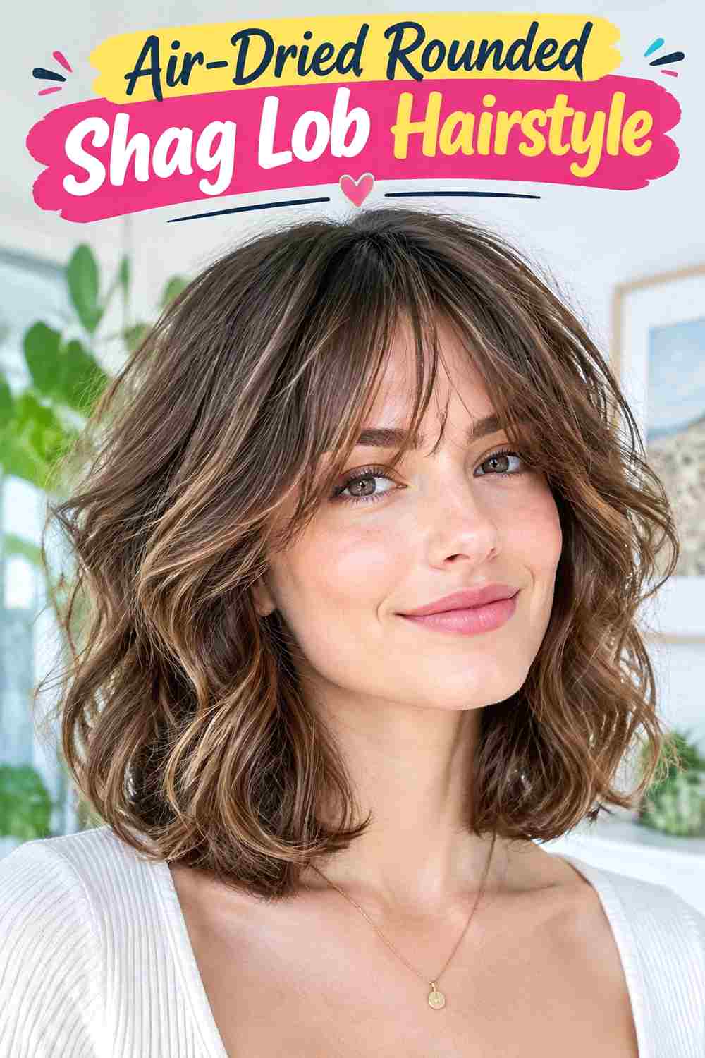 Air-Dried Rounded Shag Lob Hairstyle