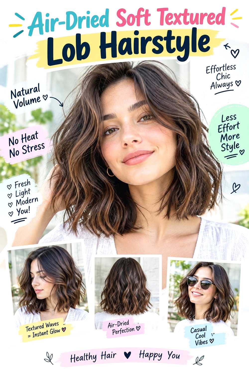 Air-Dried Soft Textured Lob Hairstyle