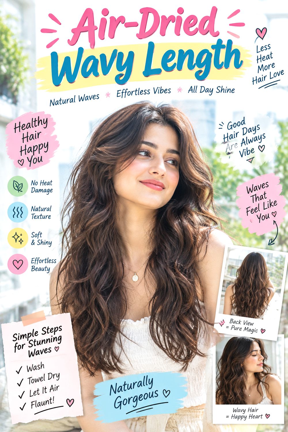 Air-Dried Wavy Length Hairstyle