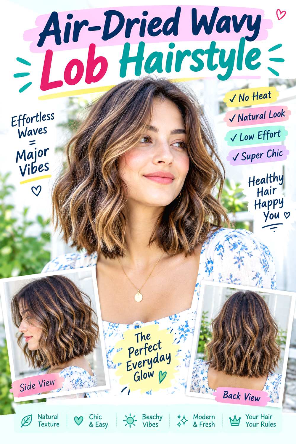 Air-Dried Wavy Lob Hairstyle